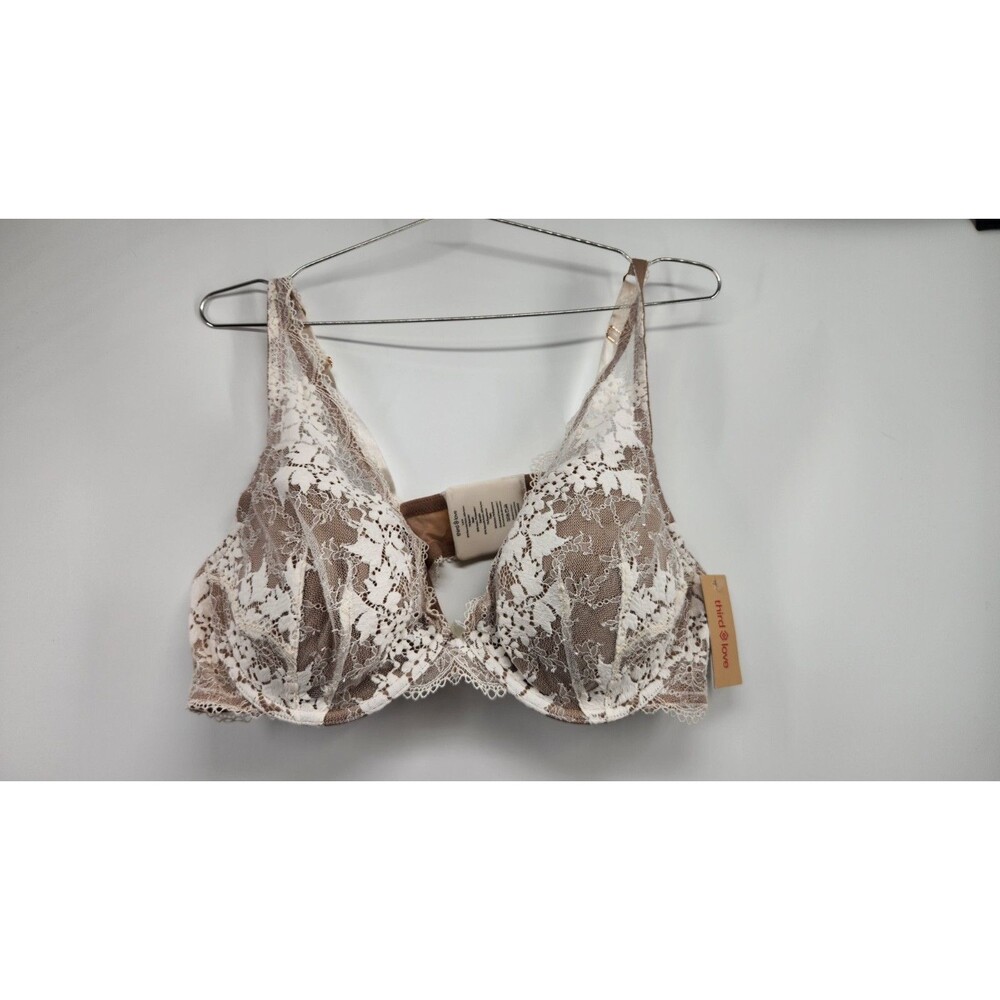 Third Love 42B Sea Salt All Day Lace Uplift Plunge Bra NWT